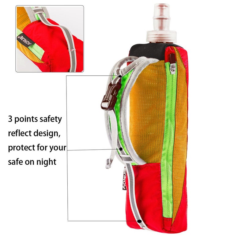 Geila Handheld Water Bottle for Running, 17 oz Grip Handheld Bottle with Hand Strap Hydration Pack, Sport Soft Flask, Orange - Image 5